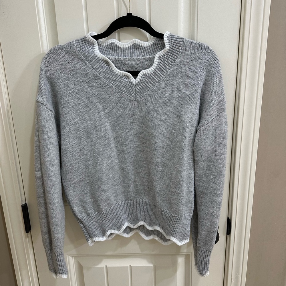 Gray and White Women's Sweater